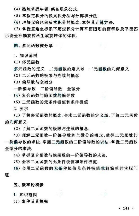 2020年湖南成人高考專升本《數(shù)學(xué)（二）》考試大綱